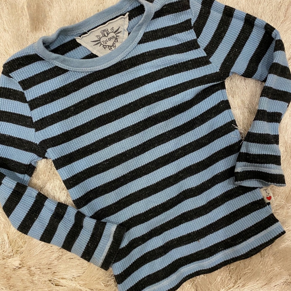 Blue striped waffle shirt